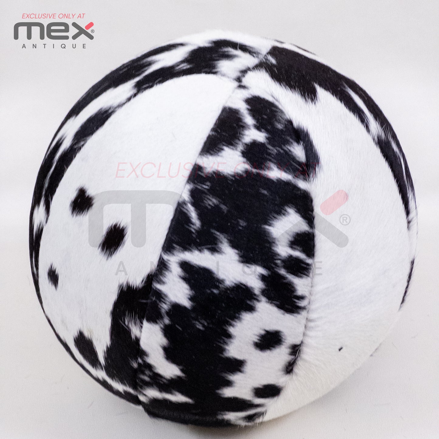 Handcrafted Hair-On Leather Basketball | Vintage Cowhide Collector Ball | Black 05