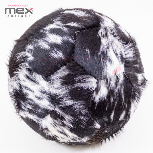 Handcrafted Hair-On Leather Soccer Ball | Vintage Cowhide Football | Black 02