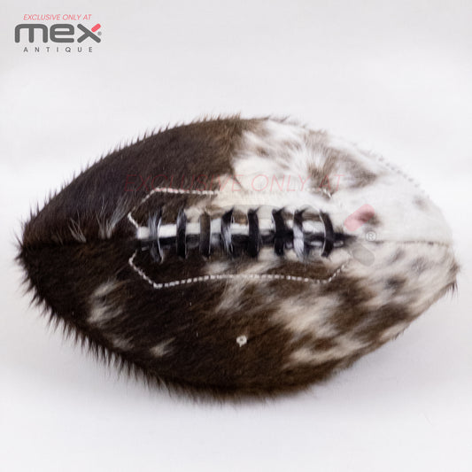 Handcrafted Hair-On Leather American Ball | Vintage Cowhide Football | Brown