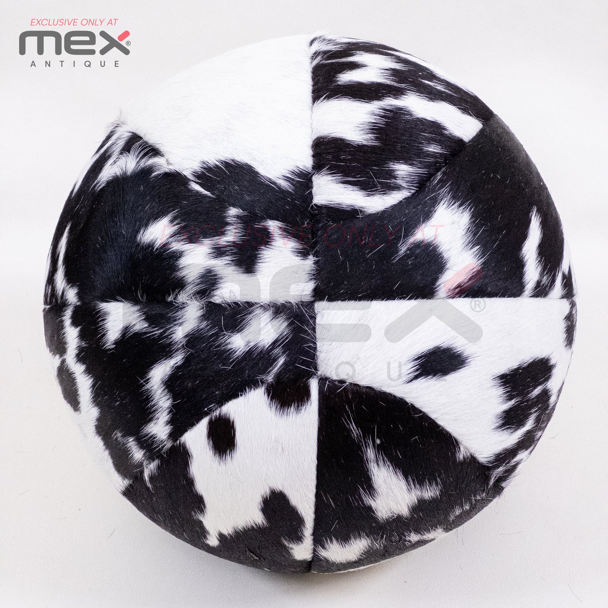 Handcrafted Hair-On Leather Basketball | Vintage Cowhide Collector Ball | Black