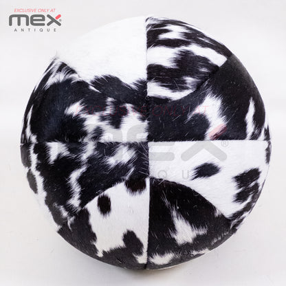 Handcrafted Hair-On Leather Basketball | Vintage Cowhide Collector Ball | Black