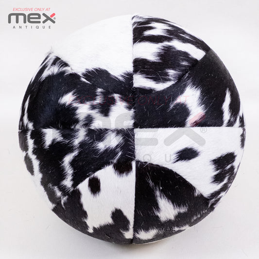 Handcrafted Hair-On Leather Basketball | Vintage Cowhide Collector Ball | Black