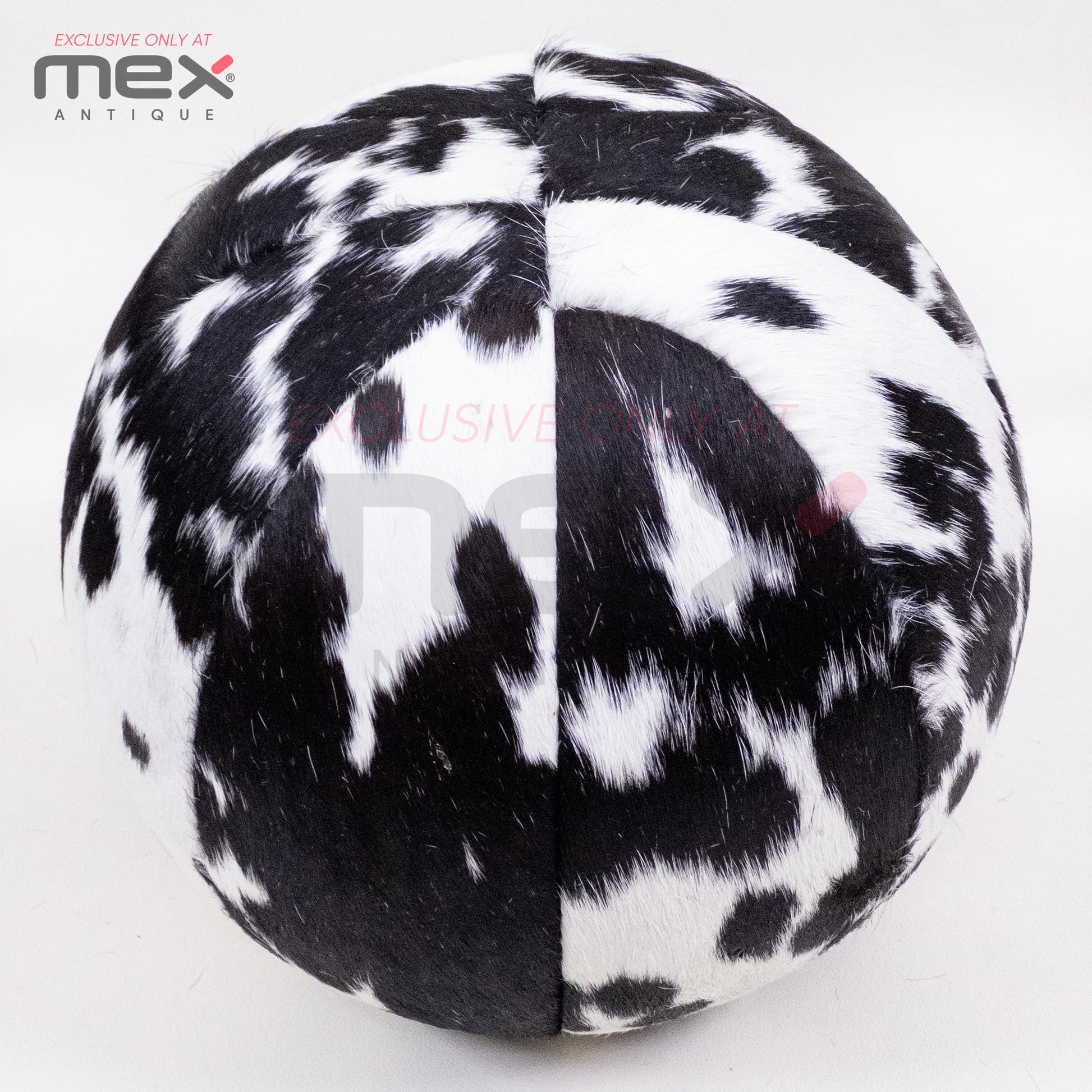 Handcrafted Hair-On Leather Basketball | Vintage Cowhide Collector Ball | Black 02