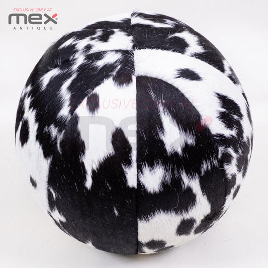 Handcrafted Hair-On Leather Basketball | Vintage Cowhide Collector Ball | Black 02