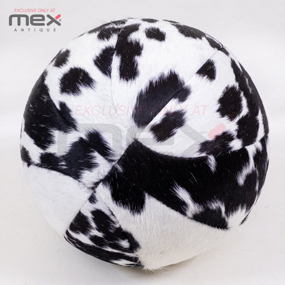 Handcrafted Hair-On Leather Basketball | Vintage Cowhide Collector Ball | Black 04