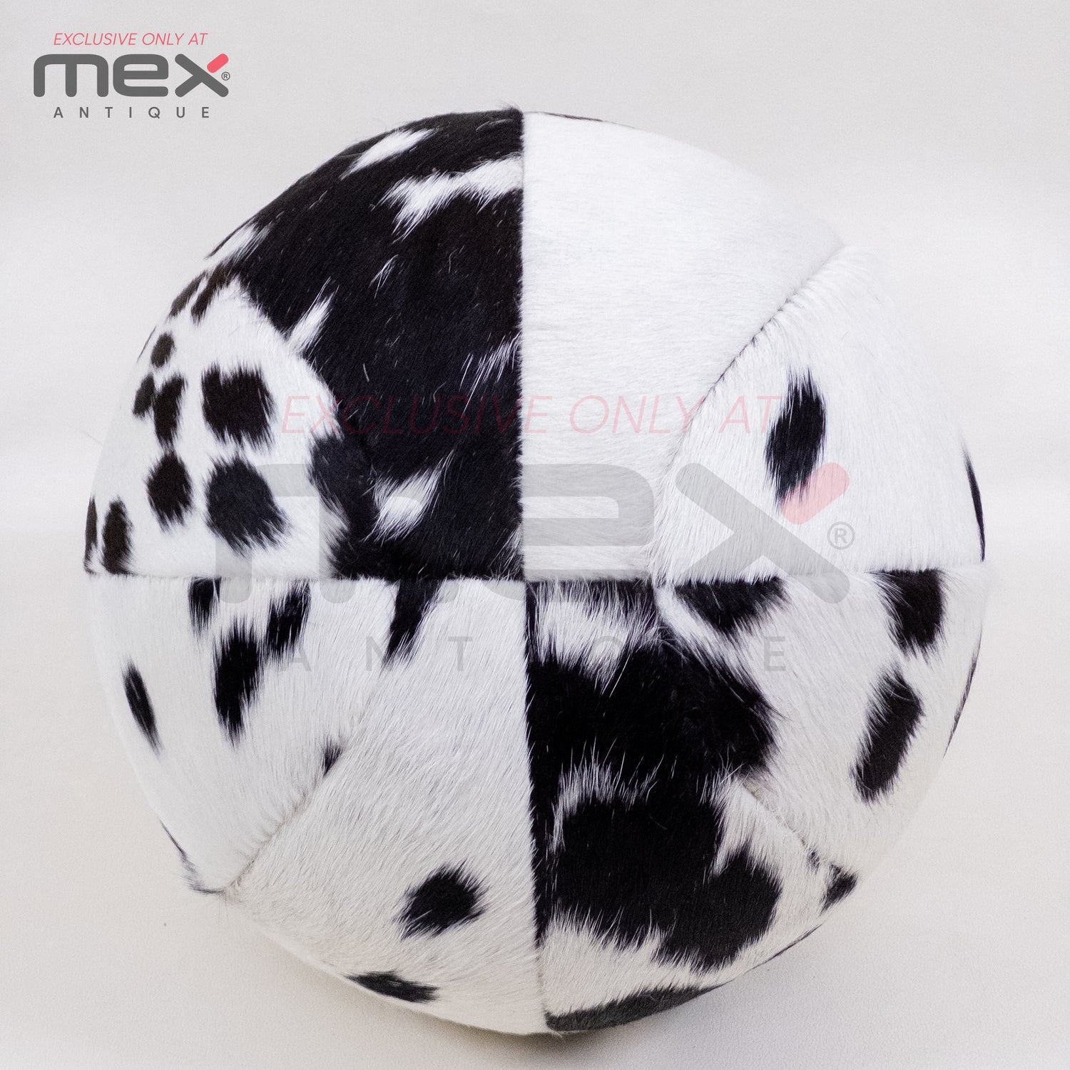 Handcrafted Hair-On Leather Basketball | Vintage Cowhide Collector Ball | Black and White
