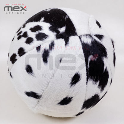 Handcrafted Hair-On Leather Basketball | Vintage Cowhide Collector Ball | Black and White 02