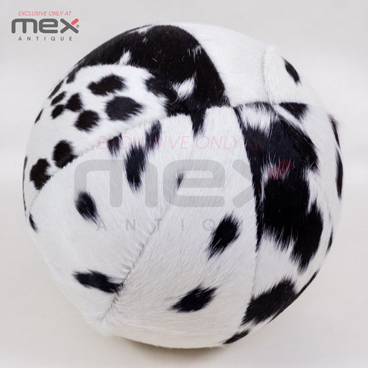 Handcrafted Hair-On Leather Basketball | Vintage Cowhide Collector Ball | Black and White 02