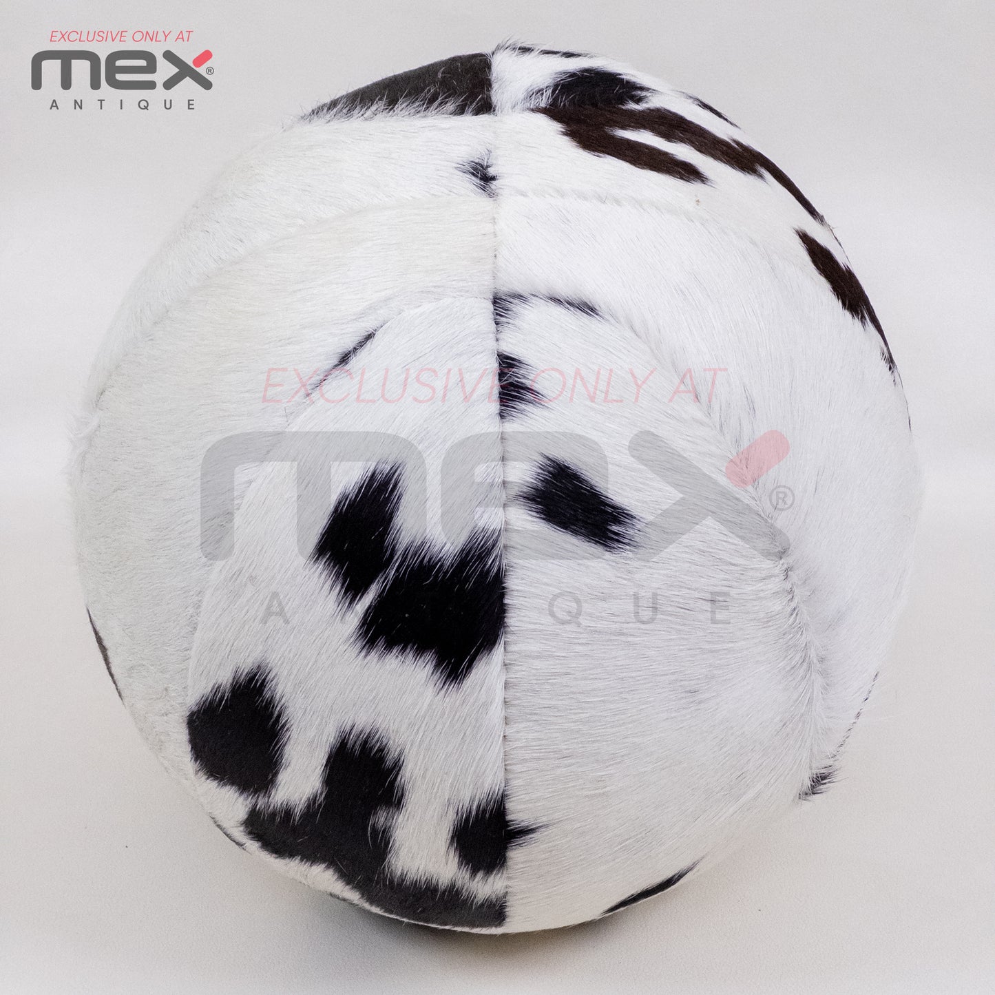 Handcrafted Hair-On Leather Basketball | Vintage Cowhide Collector Ball | Black and White 05