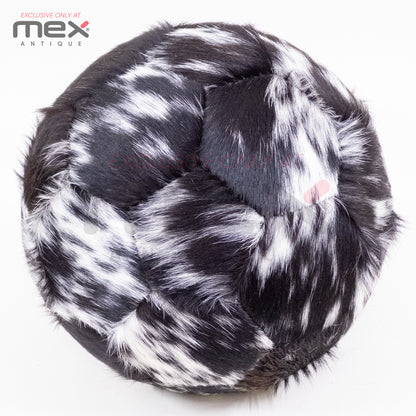 Handcrafted Hair-On Leather Soccer Ball | Vintage Cowhide Football | Black 02