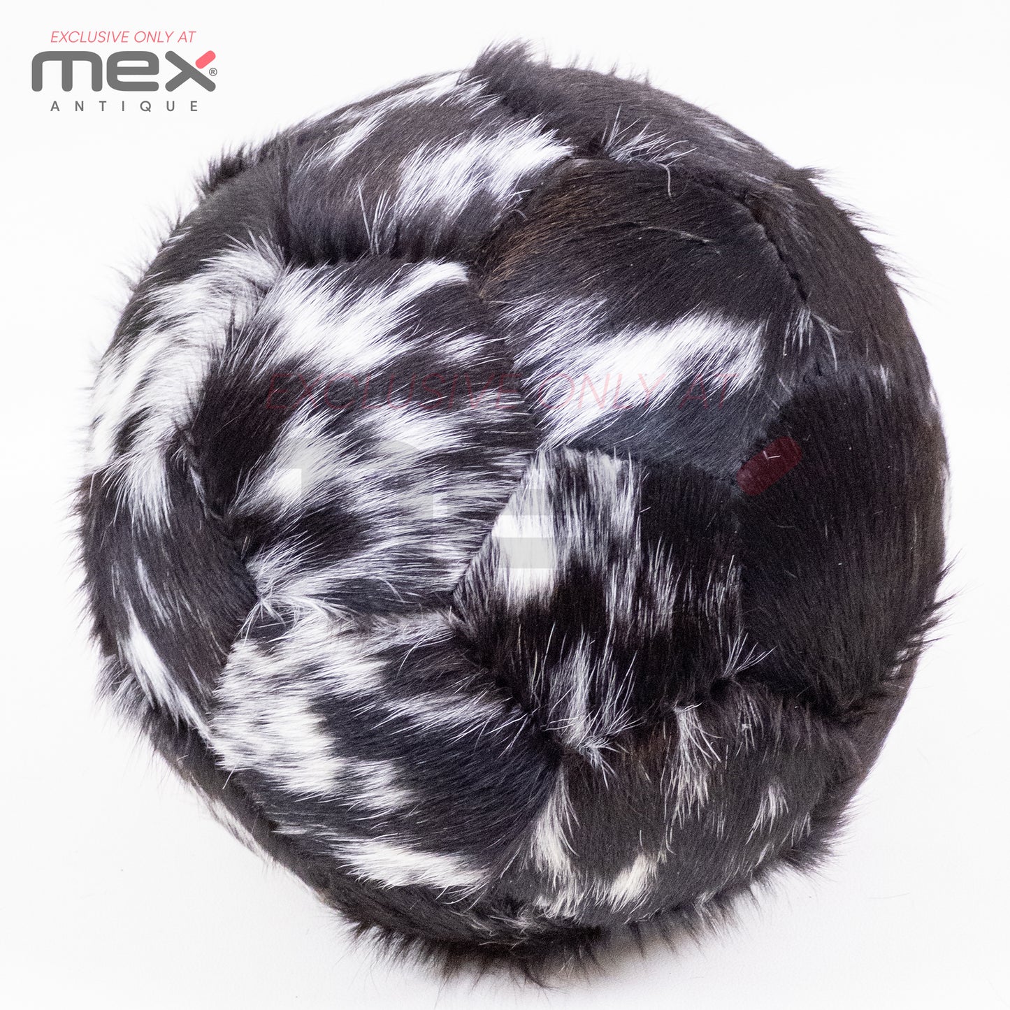 Handcrafted Hair-On Leather Soccer Ball | Vintage Cowhide Football | Black 03
