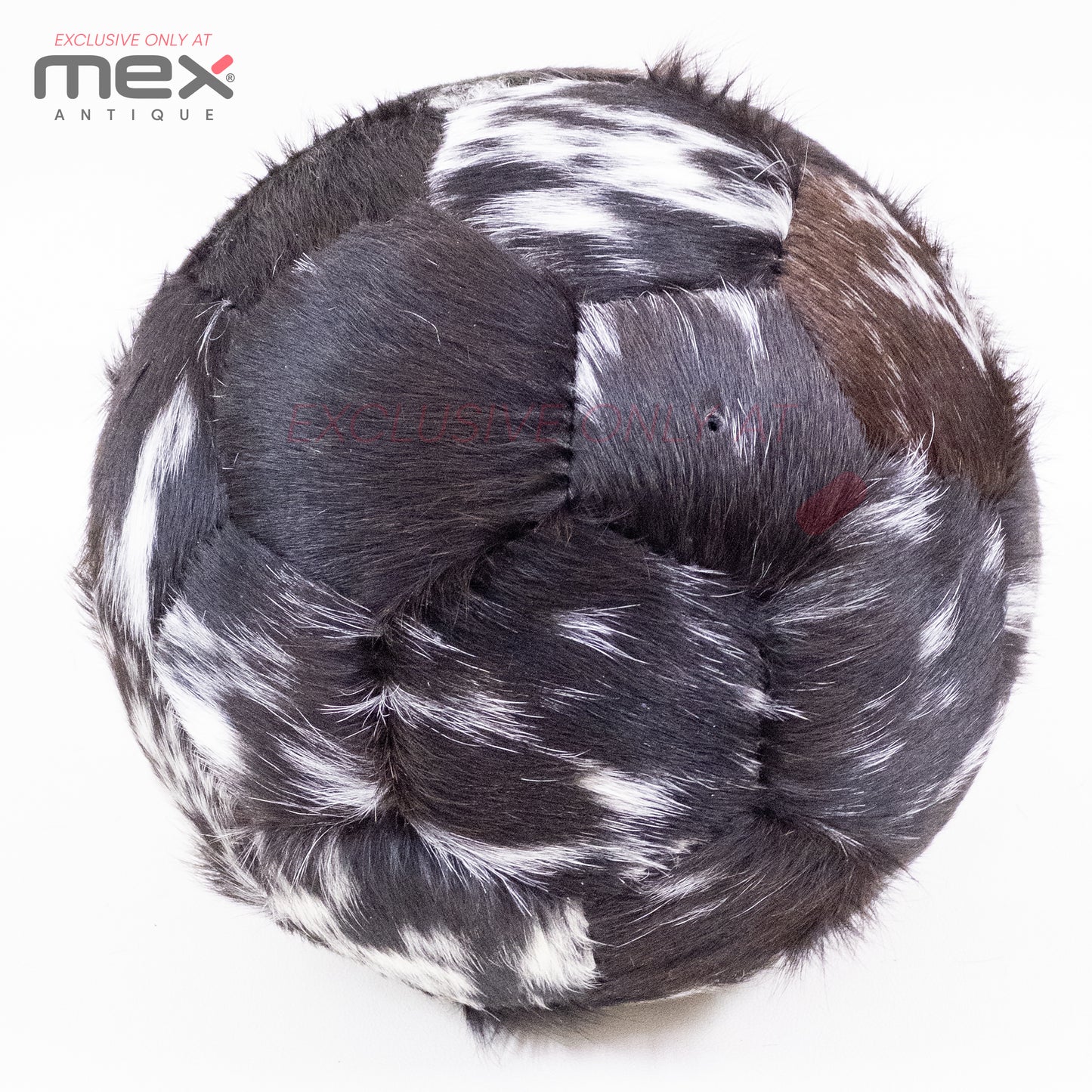 Handcrafted Hair-On Leather Soccer Ball | Vintage Cowhide Football | Black 04