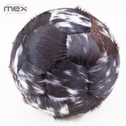 Handcrafted Hair-On Leather Soccer Ball | Vintage Cowhide Football | Black 04