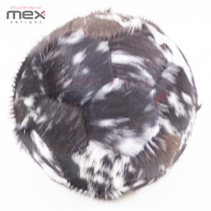 Handcrafted Hair-On Leather Soccer Ball | Vintage Cowhide Football | Black 05