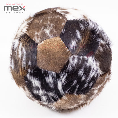 Handcrafted Hair-On Leather Soccer Ball | Vintage Cowhide Football | Brown
