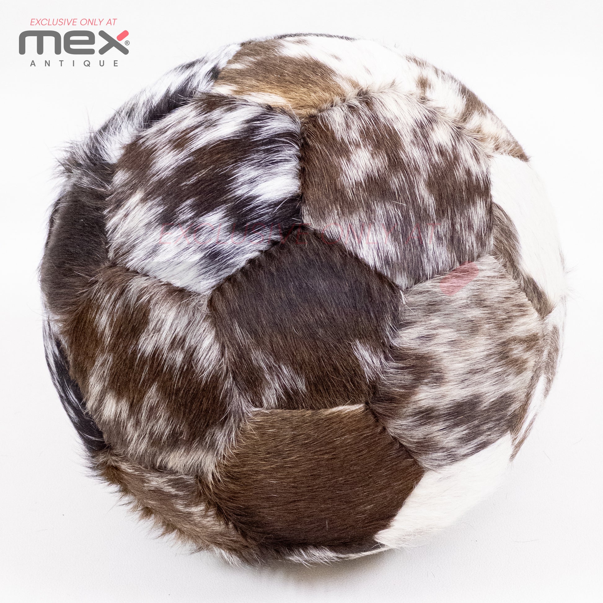 Handcrafted Hair-On Leather Soccer Ball | Vintage Cowhide Football | Brown 01