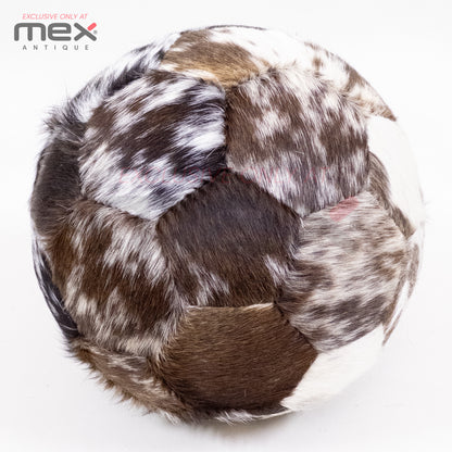 Handcrafted Hair-On Leather Soccer Ball | Vintage Cowhide Football | Brown 01