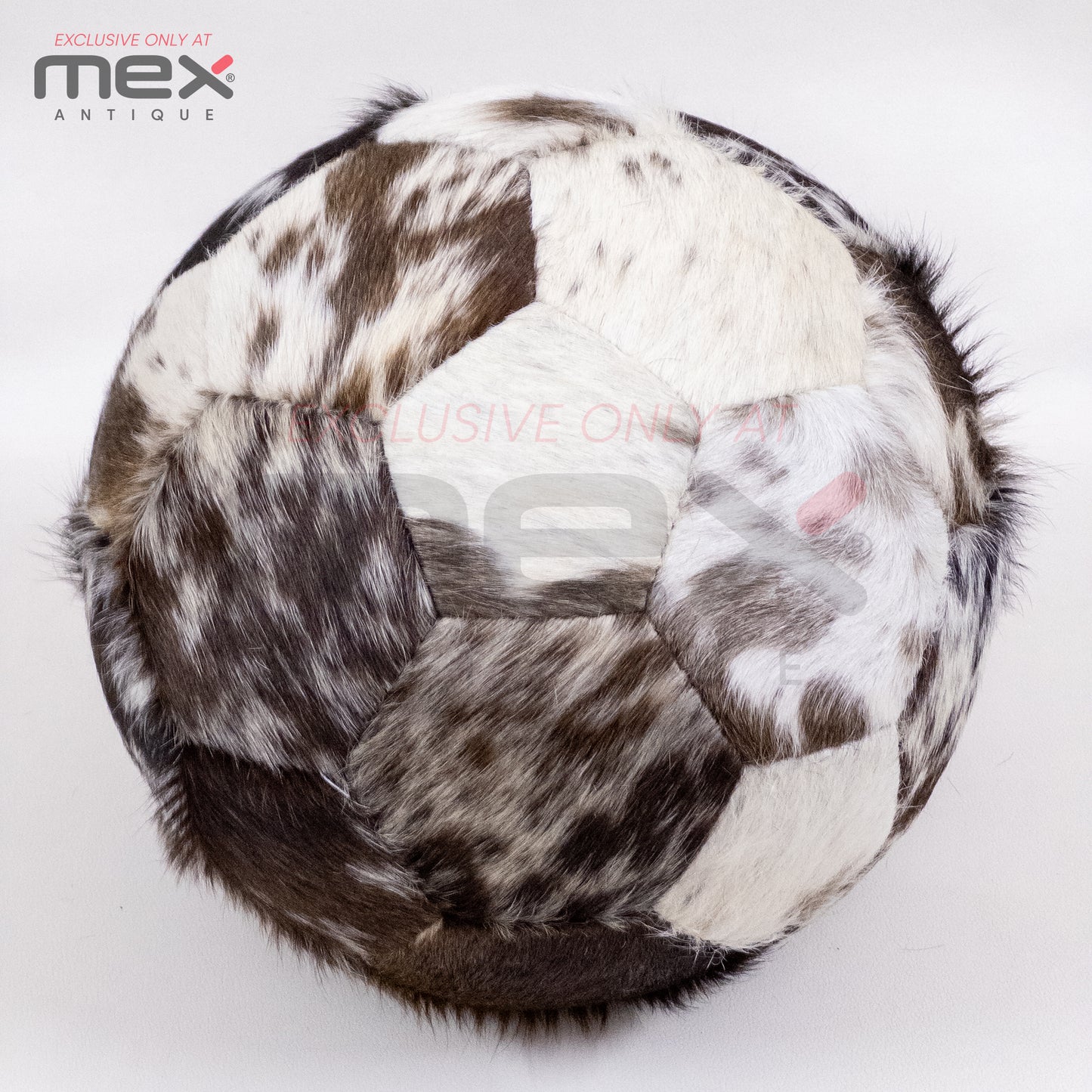 Handcrafted Hair-On Leather Soccer Ball | Vintage Cowhide Football | Brown 02