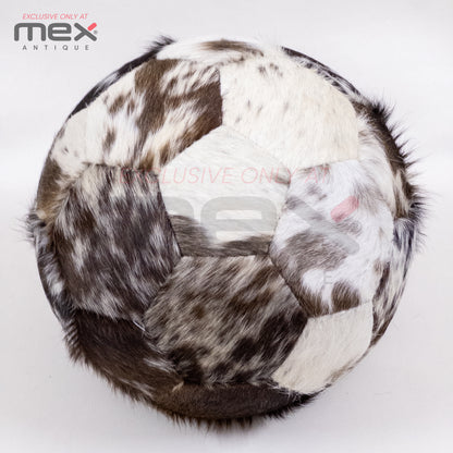 Handcrafted Hair-On Leather Soccer Ball | Vintage Cowhide Football | Brown 02