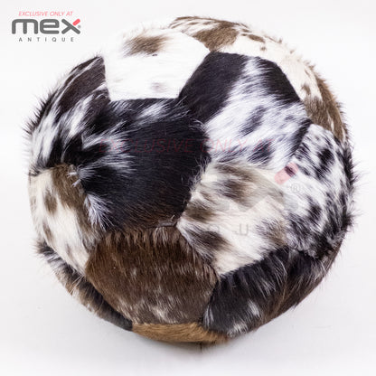 Handcrafted Hair-On Leather Soccer Ball | Vintage Cowhide Football | Brown 05
